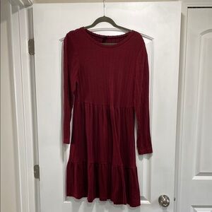 Burgundy Long Sleeve Dress